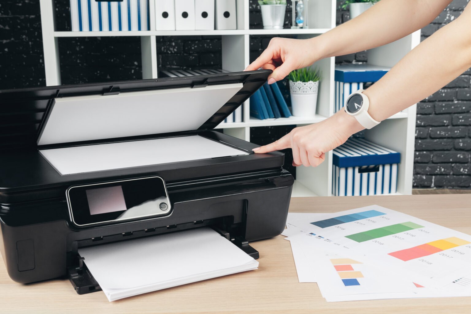 Office printer being used for copying